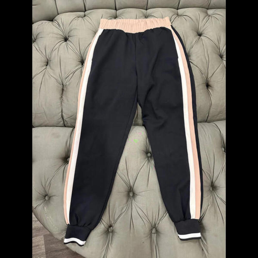 Nice Zara Pants, Black With Side Stripe, XS
